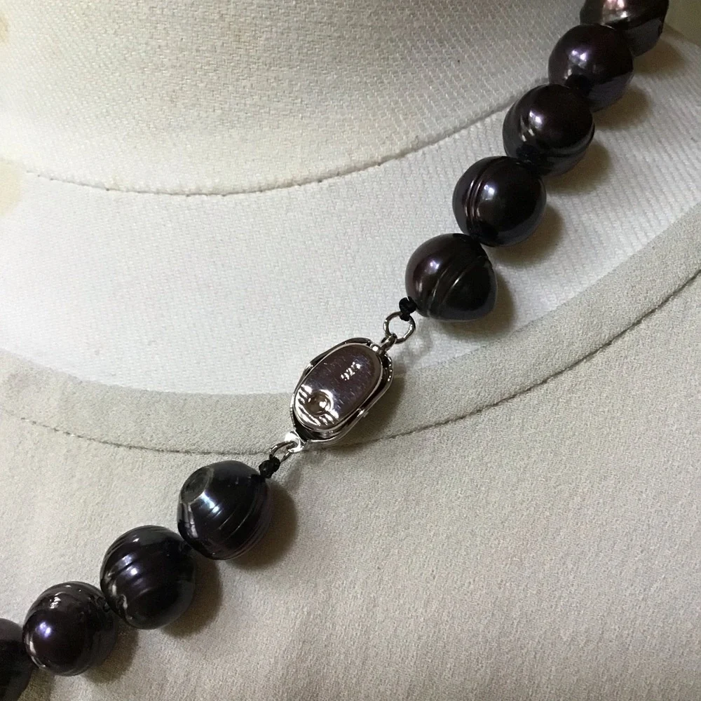 11mm Iridescent Tahitian Pearl Strand Sterling Silver - Picture 12 of 13